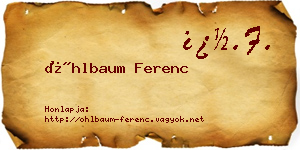 Öhlbaum Ferenc névjegykártya